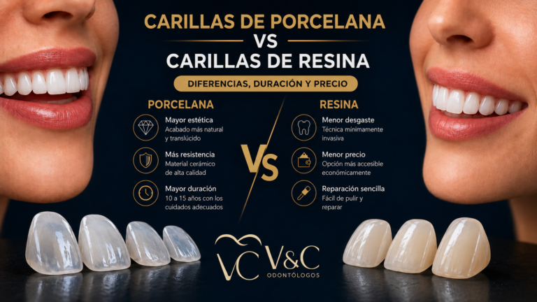 comparación entre carillas de porcelana y carillas de resina en V&C Odontólogos