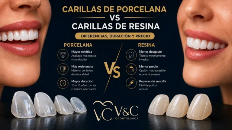 comparación entre carillas de porcelana y carillas de resina en V&C Odontólogos